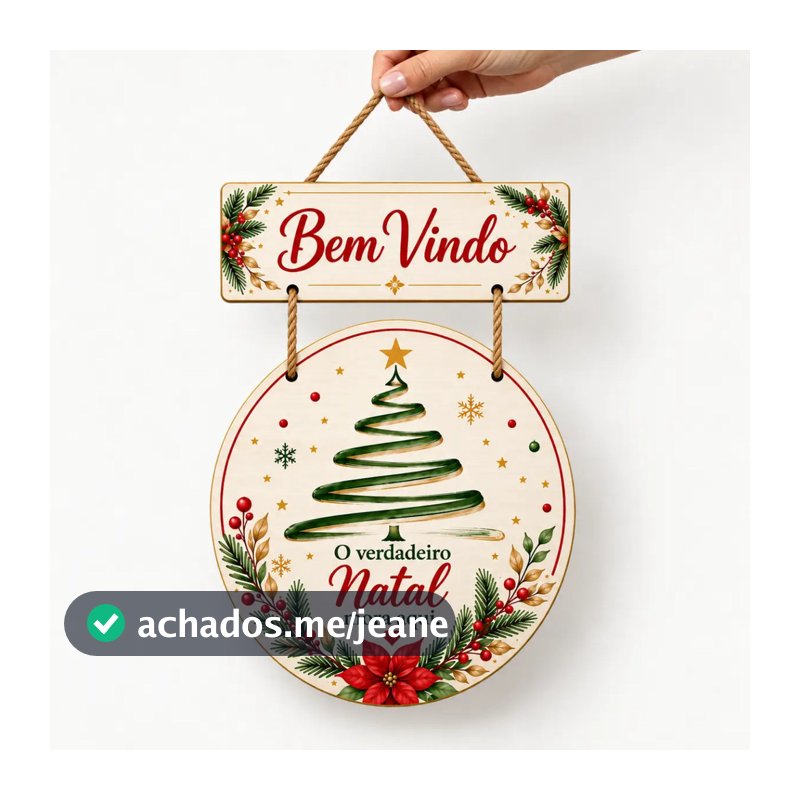 Guirlanda de Natal MDF Bem Vindo Placa Decorativa Porta Casa Enfeite Natalino Decoração O Verdadeiro Natal Mora Aqui