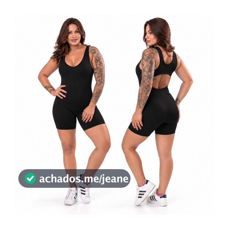 Macaquinho Suplex Curto Slim Fitness Academia Feminino
