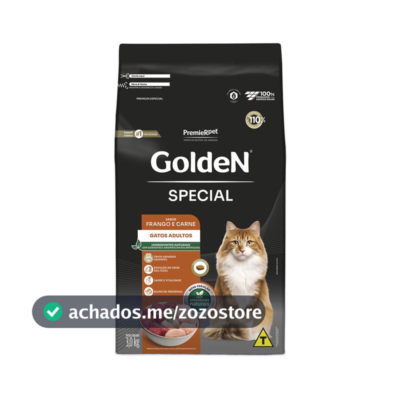 Ração Golden Special Gatos Adultos Frango e Carne 3kg