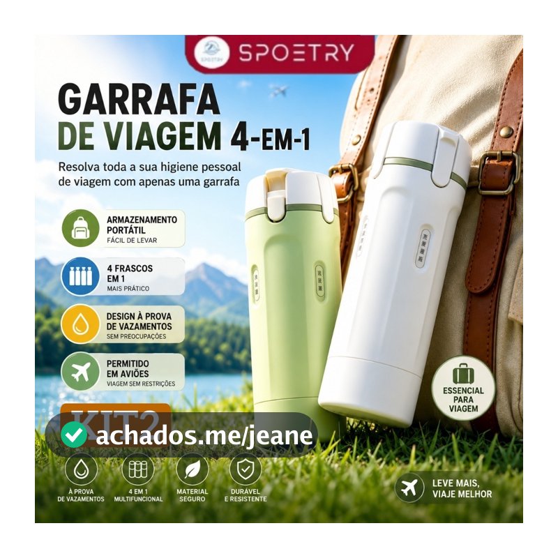 KIT2 Garrafas de Viagem Recarregáveis com Bomba a Vácuo, à Prova de Vazamento para Shampoo, Loção e Perfume