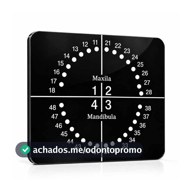 Placa Odontograma Guia Numeração Dental Odontológica Profissional Gabarito Isolamento Absoluto 3mm