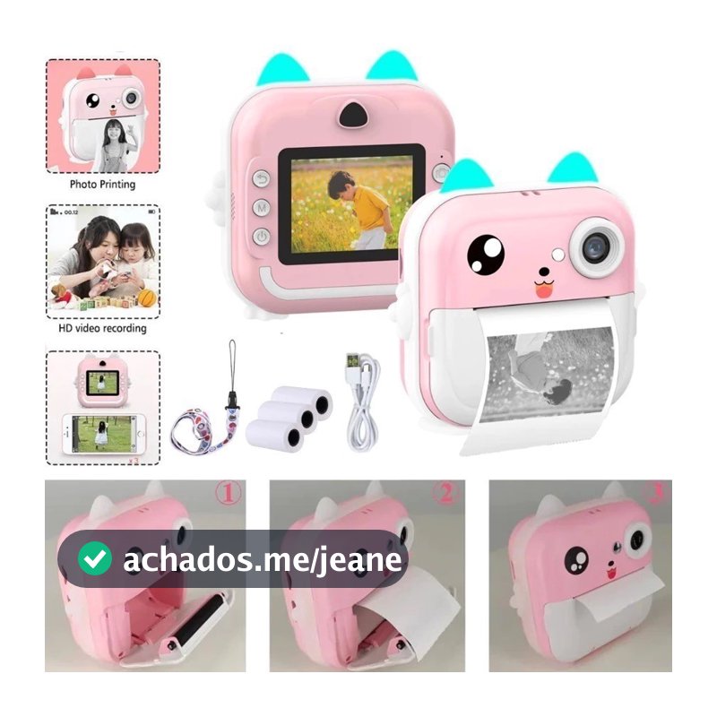 Câmera De Impressão Instantânea Para Crianças Vídeo Fotografia Digital Fotográfica Toy Mini Impressora Térmica Boy Girls