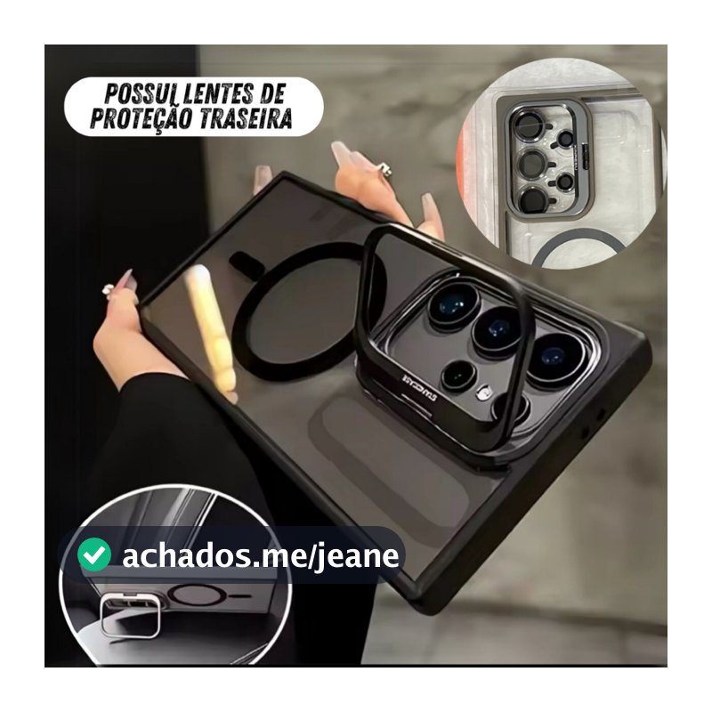 Capa Capinha Magnética indução lentes protetoras suporte c/ S25 Ultra S24 S23 S24fe S23fe Ultra Plus