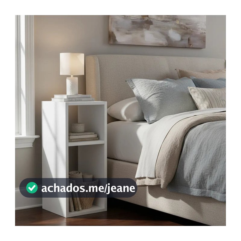 Mesa De Cabeceira Safira Pequena 20x20x60cm Branco Quarto Sala Fosco