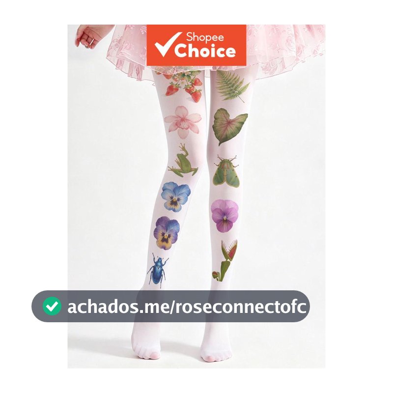 Meias-calças Femininas com Padrão de Sapos e Flores - Meias Fofas com Estampa de Natureza - Leggings de Rede Y2K com