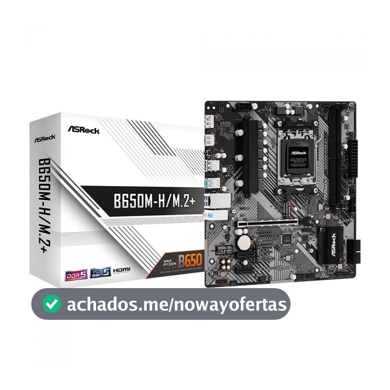 Placa Mãe ASRock B650M-H/M.2+, Chipset B650, AMD AM5, mATX, DDR5