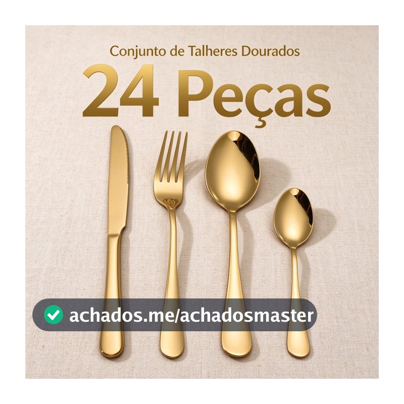 24 Pcs LouçA De Aço InoxidáVel Colher De Sobremesa Dourada / Luxuoso
