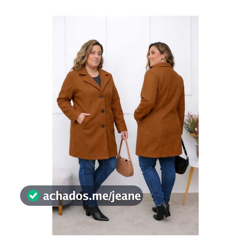 Casaco Feminino Plus Size Inverno Lã Batida | Casaco Quentinho Elegante Com Botões e Bolsos.