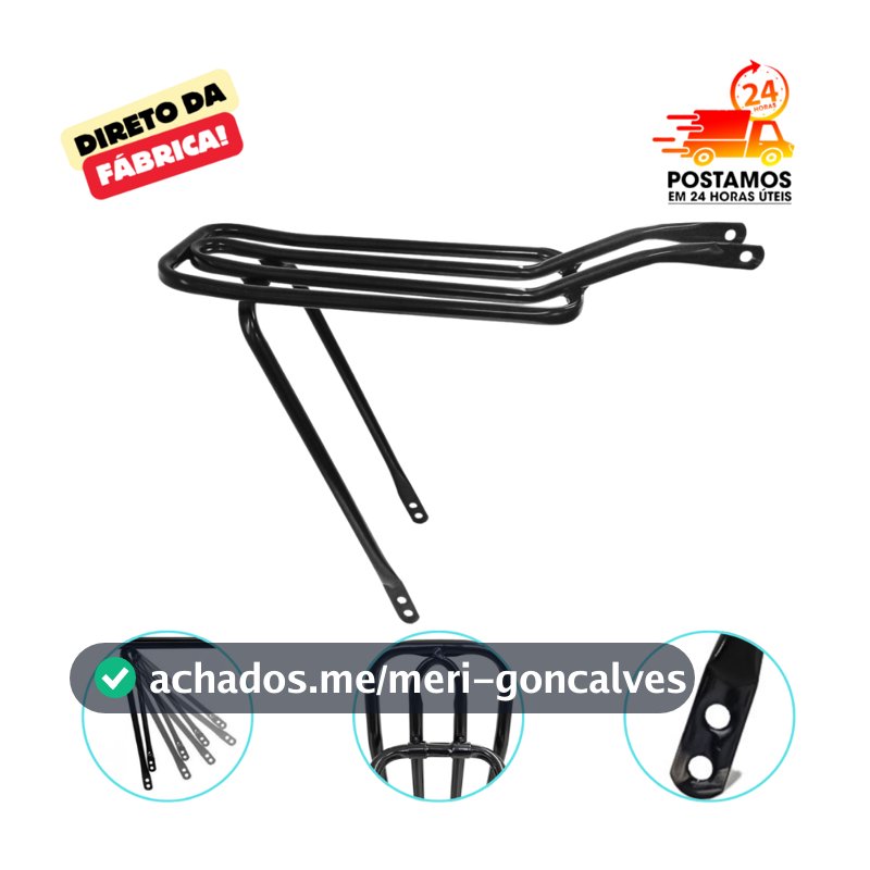BAGAGEIRO TUBULAR TRASEIRO PRETO DE BIKE ARO 26 E 24 TUBÃO ARTICULADO