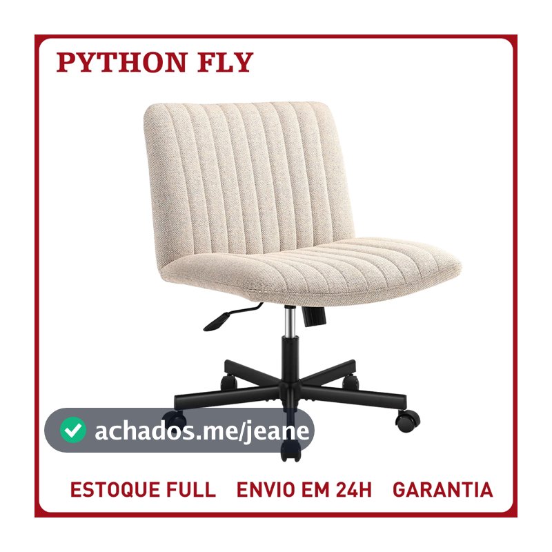 Cadeira de Escritório Ergonômica Confortável com Rodas Giratória - Estofado Acolchoado Grosso, Altura Ajustável