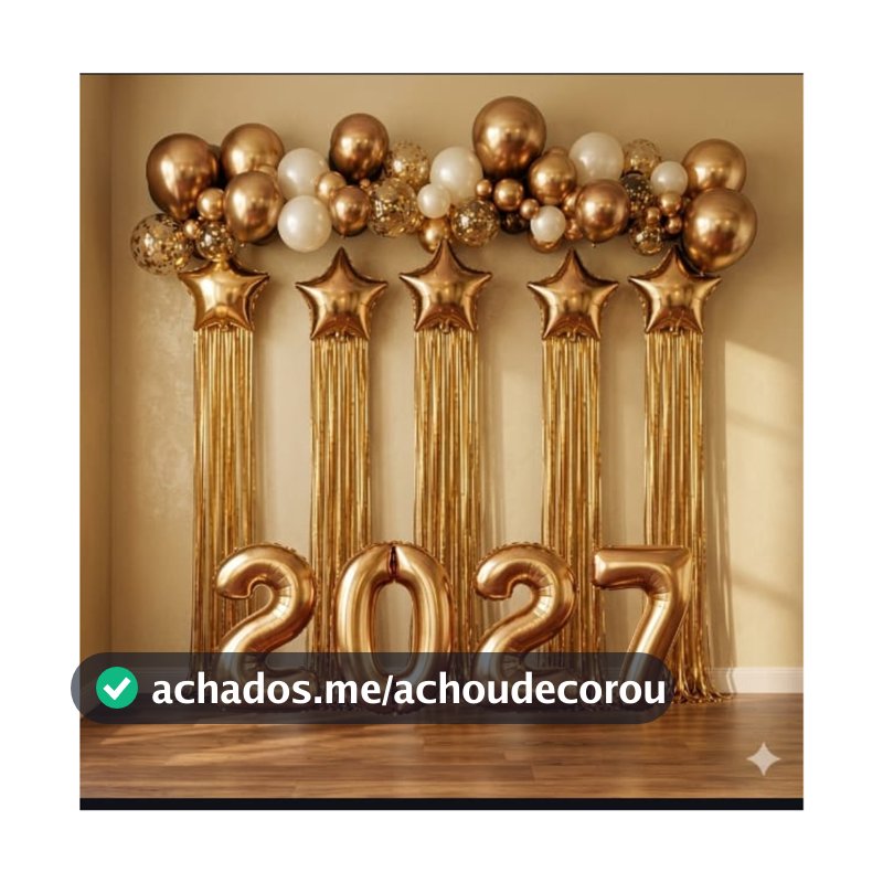 Balão Ano Novo / Réveillon / Metalizado com franja e numero de 70 cm