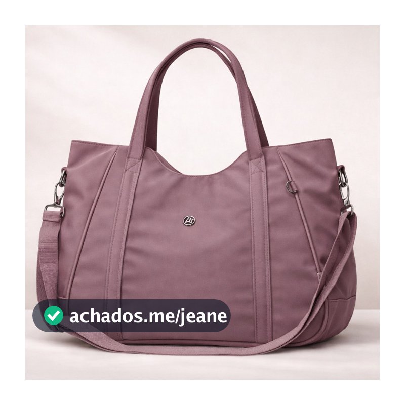 Bolsa Casual Feminina Tote Transversal de Ombro Grande Impermeável em Nylon p/ Academia Viagem Trabalho