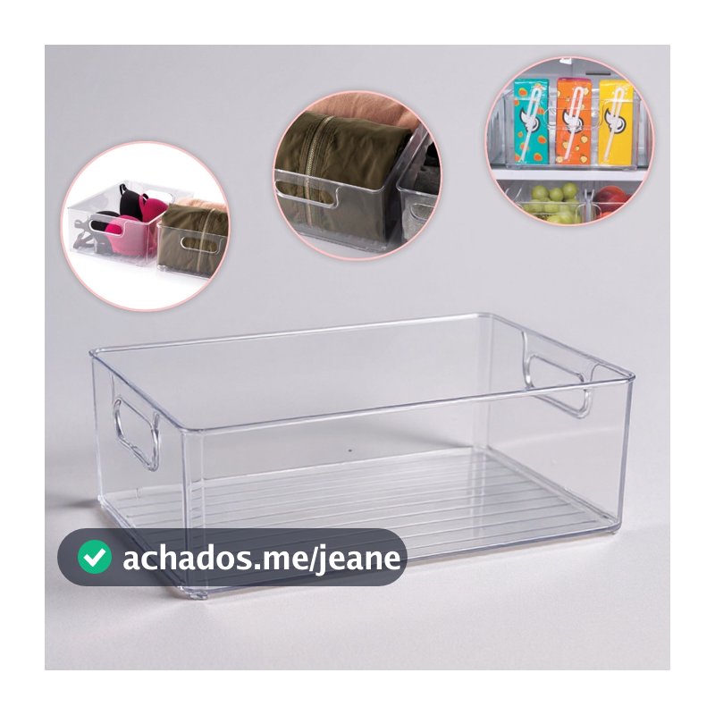 Organizador Acrílico 20x30 cm Multiuso Modular Gaveta Cozinha Geladeira Armário Bancada Transparente