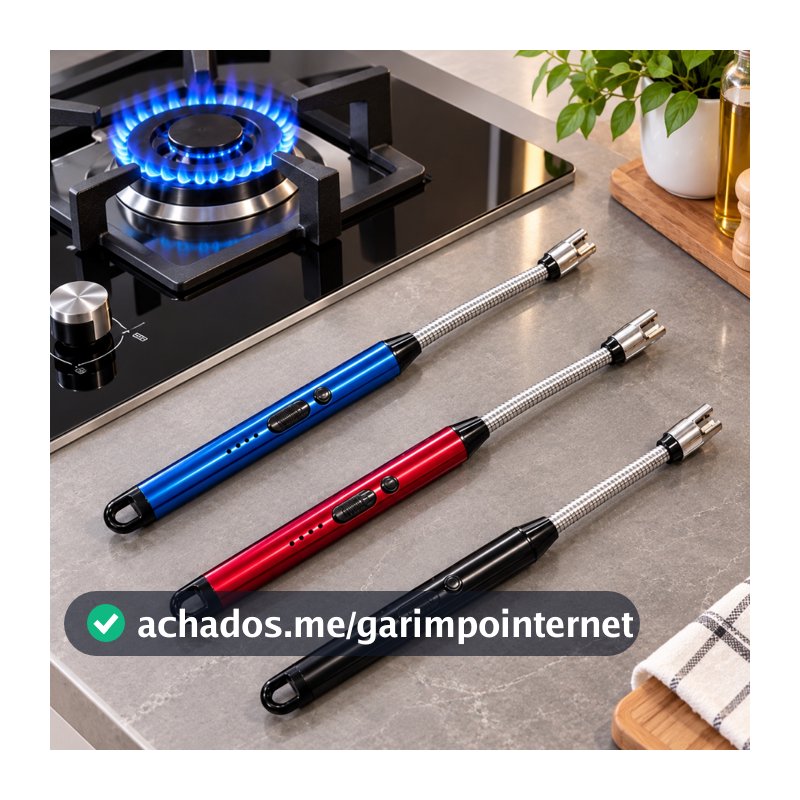 Isqueiro Elétrico USB Recarregável Acendedor para Fogão Churrasqueira Velas e Lareira sem Chama