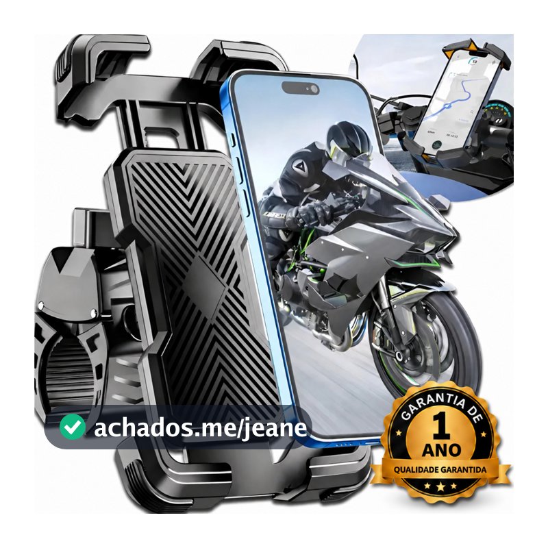 Suporte Celular Universal Moto Bicicleta Guidão Bike Garra Resistente Reforçado Qualidade Ajustável Rotação 360° Dtimp