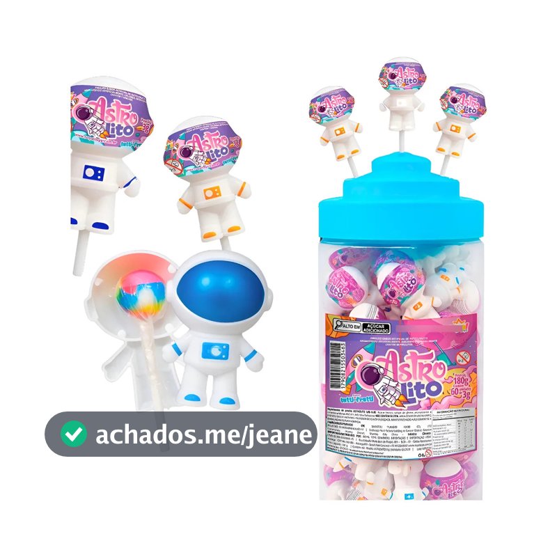 Pirulito Astronauta Astrolito Tutti Frutti 60 Unidades Festa