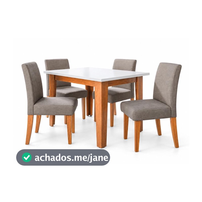 Conjunto Sala de Jantar Mesa Miami 1,20m 4 Cadeiras Trieste Madeirado/Mascavo Dobuê