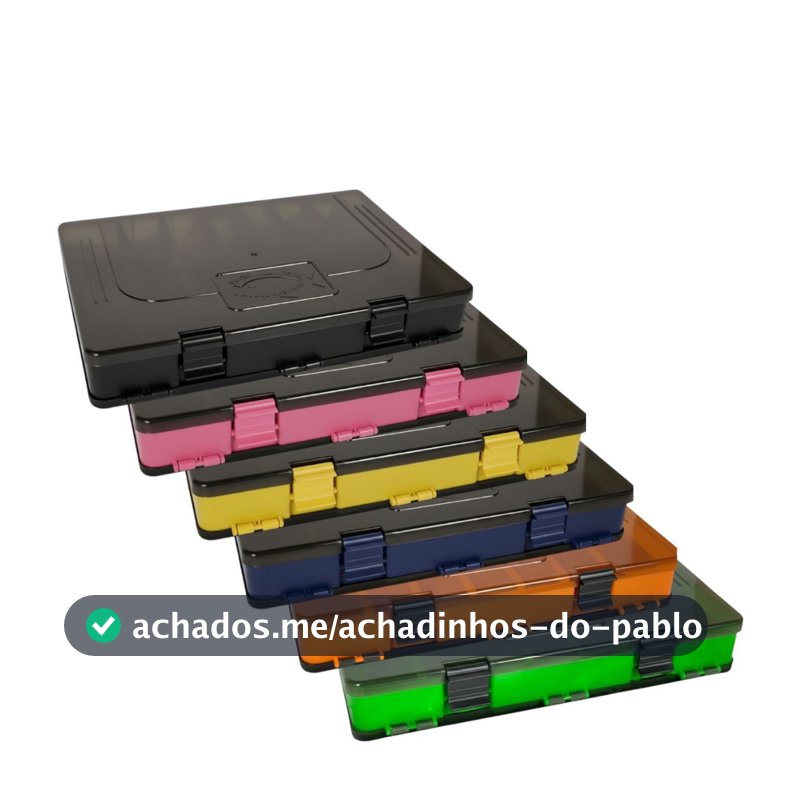 Kit 2 Estojo Coloridos Duplo De Pesca Rochel Pesca Para Iscas Artificiais 16 Divisões
