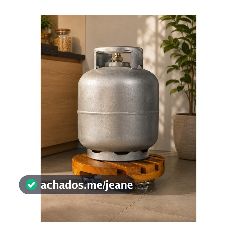 Suporte para Botijão e Vasos com Rodinhas em Madeira Maciça 26cm – Base com Rodinhas Reforçados e Produto Já Montado