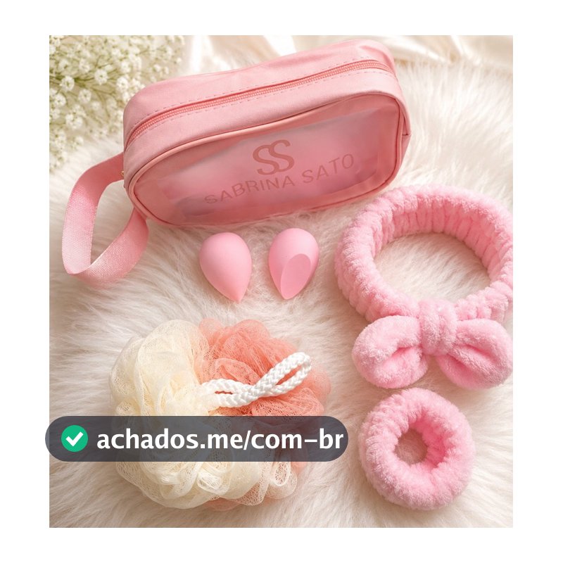 kit de cuidados faciais feminino com necessaire e acessórios skincare