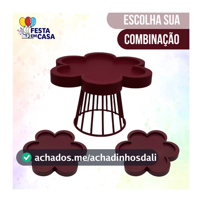 Kit Festa Simples - 1 Porta Doce Floratta 25cm e 2 Bandejas Floratta