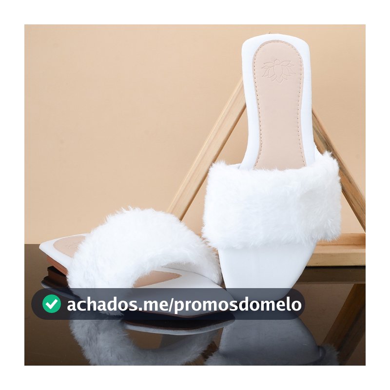 Sandalia Feminina Rasteira Com Pelos Noiva Pelucia Chinelo Pantufa