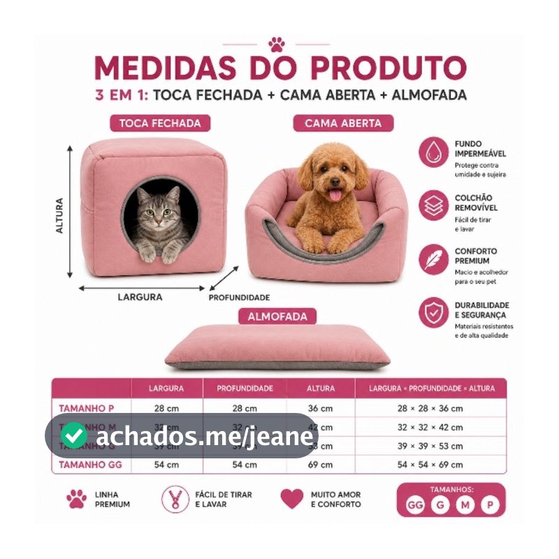 casinha cama toca lglu 3 em 1 para cães e gatos tamanho P,M,G,GG fundo impermeável colchão removível linha Premium