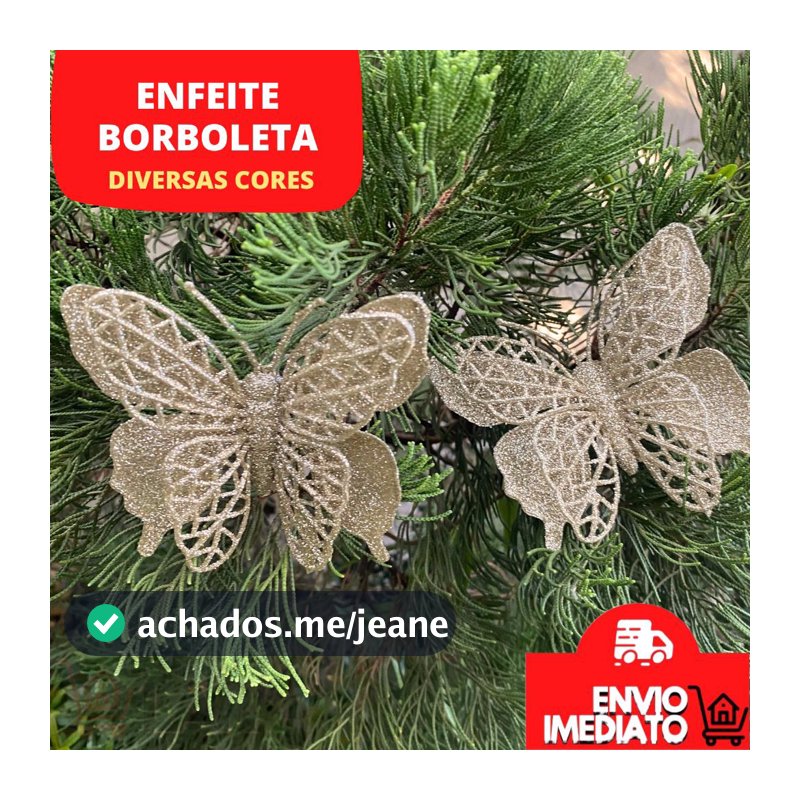 Enfeite Borboleta Natal Decoração Árvore Guirlanda Enfeites Natalinos Kit Borboletas