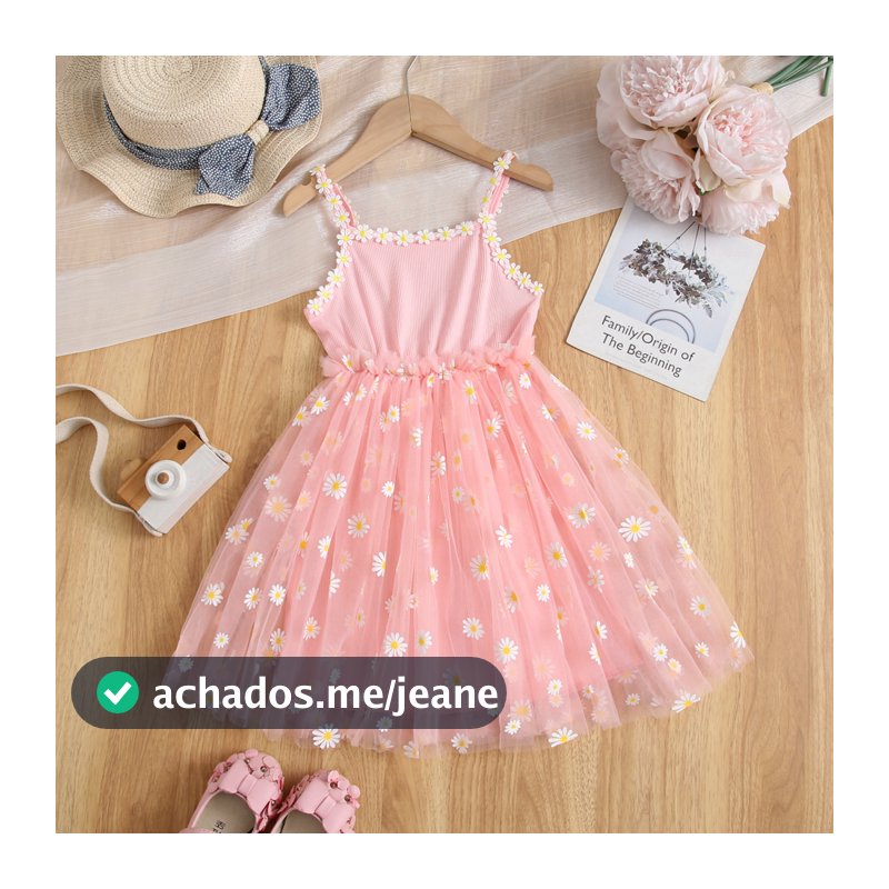 Meninas Vestidos De Princesa Verão Margarida Malha Retalhos suspender Vestido Roupas Infantis