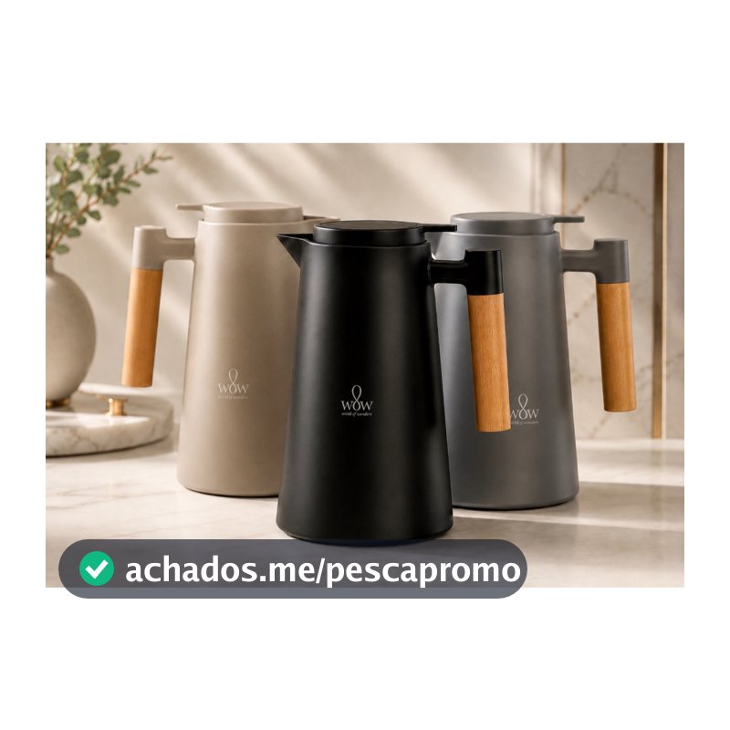Garrafa Térmica Cabo Madeira Para Café 1l