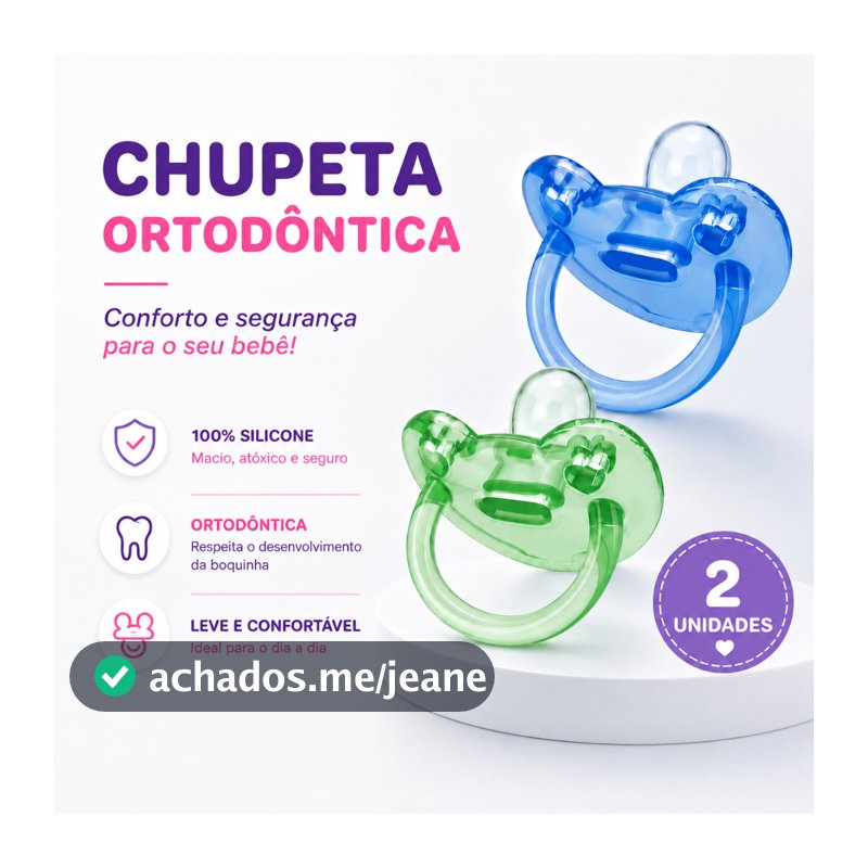 Kit 2 Chupetas Soft Transparente 100% Silicone Ortodôntica Fase 2 0125