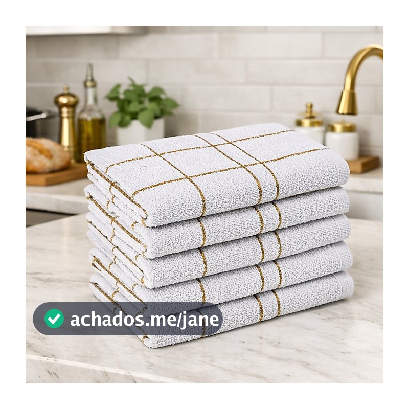 Kit 03 a 10 Toalha de Louça Pano de Prato Branco Xadrez Grande 100% Algodão Alta Absorção Laune Haus