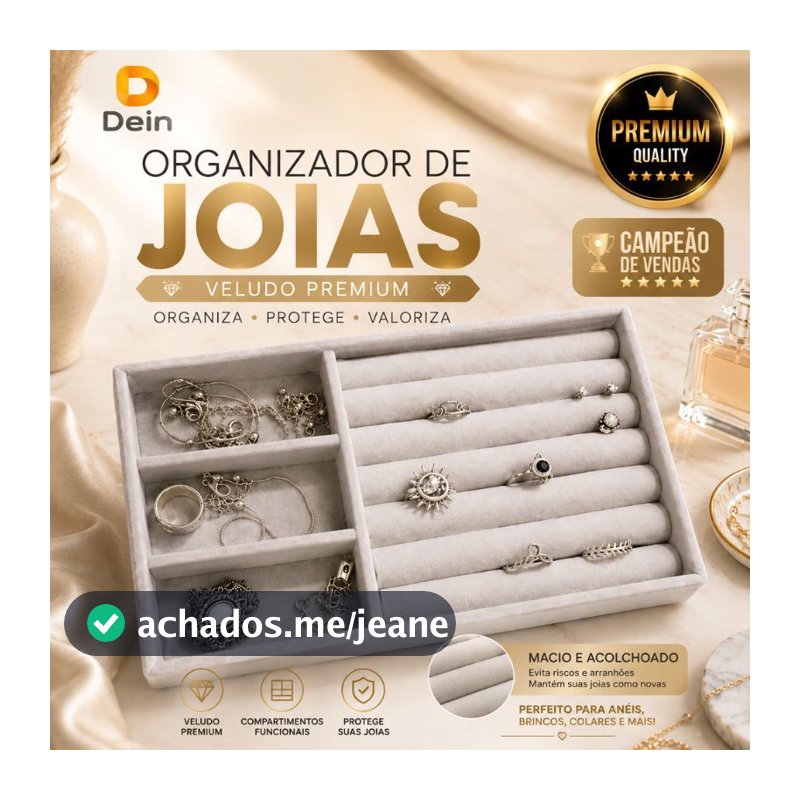 Bandeja Porta Joias de Veludo Organizador de Bijuterias e Relógios