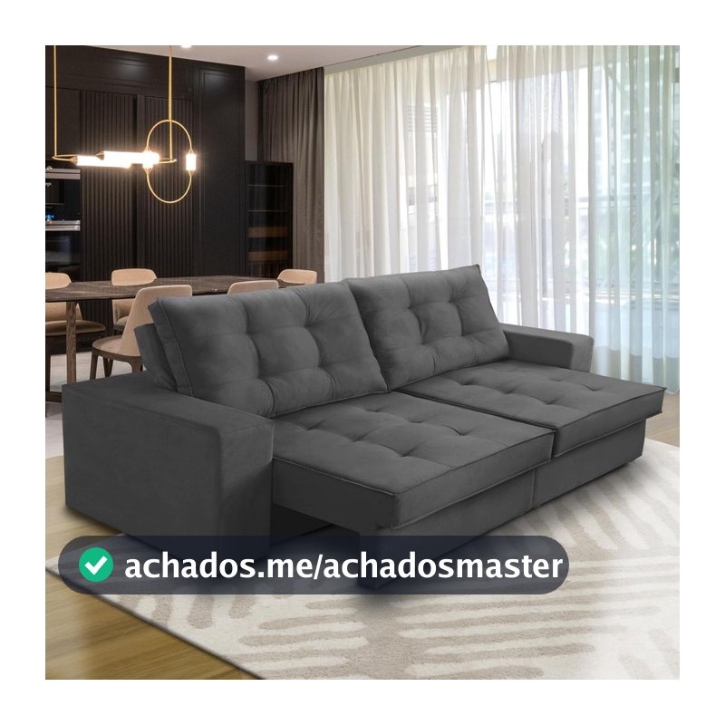 Sofá Retrátil e Reclinável 2 lugares 1,50m com Molas Marcela Suede Cinza Adonai Estofados