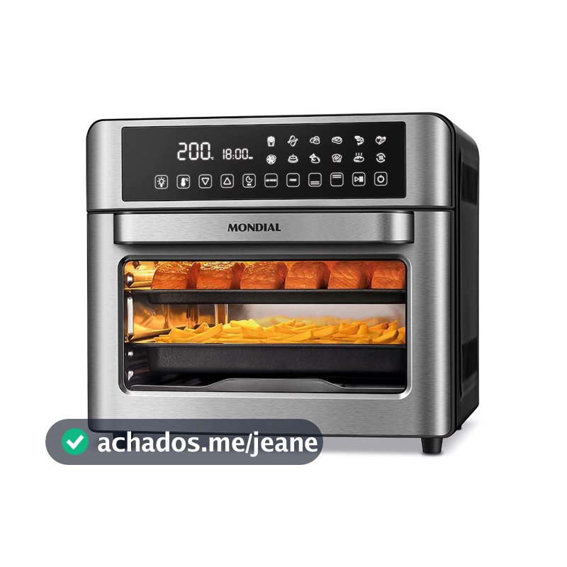 Fritadeira Air Fryer Forno Oven Digital 25L Mondial Preto e Inox 2000W - AFO-25L-BI