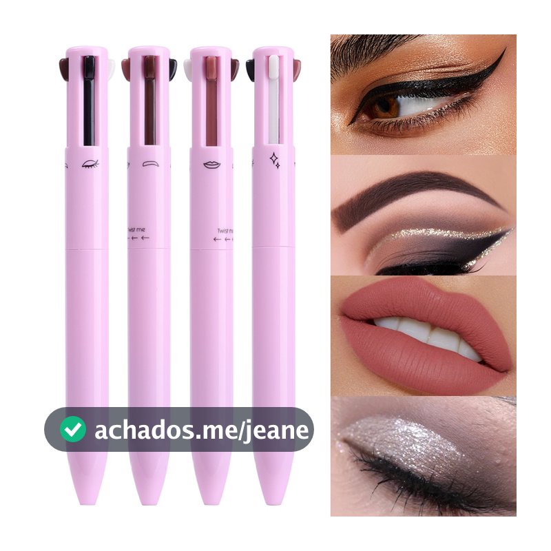 Caneta De Maquiagem 4 Em 1 À Prova D'água E Durável Destaque Perolada Red Lipliner Lápis Preto Marrom Para Sobrancelhas Cosméticos Mulheres