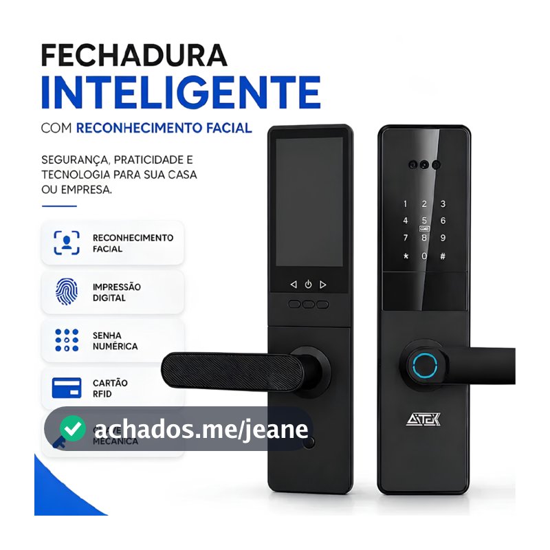 Fechadura Digital 6 em 1 Reconhecimento Facial Palma da Mão WiFi Tuya APP Remoto Anatel Para Casa