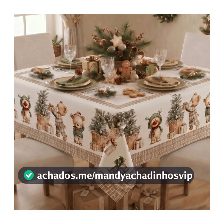 Toalha de Mesa Natal 4 Lugares 1,50x1,50  Decoração, Estampas de Festas - TECIDO ENCORPADO
