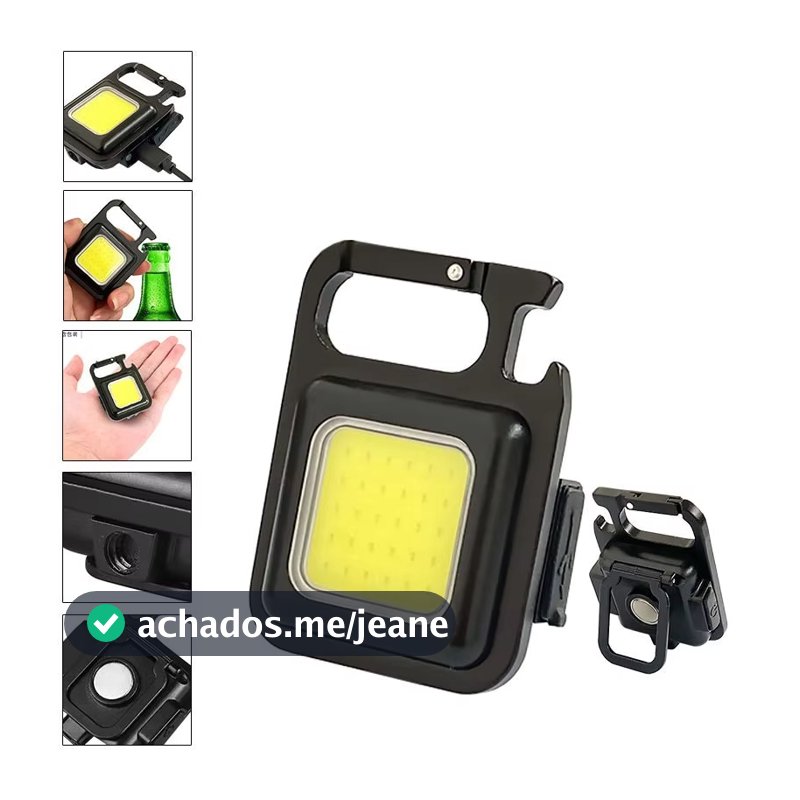 Lanterna Chaveiro LED Recarregavel Multifunção Emergência Camping Abridor