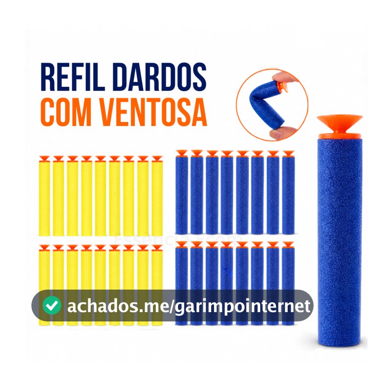 Kit Refil Dardos Munição com Ventosa em Espuma EVA para Lançador Brinquedo Infantil