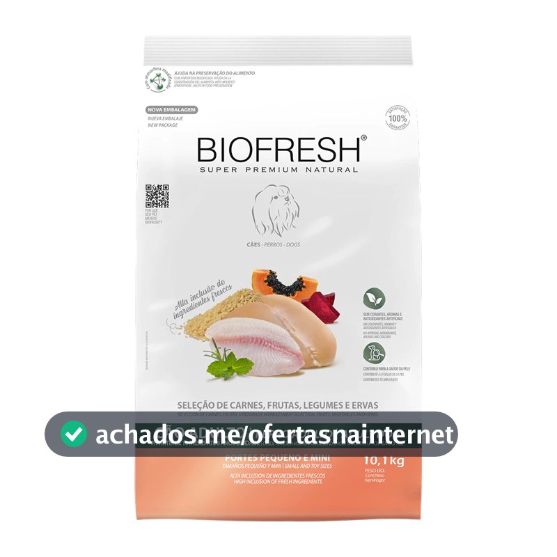 Ração Biofresh Cães Adultos de Raças Pequenas e Mini Seleção de Carnes 10,1KG