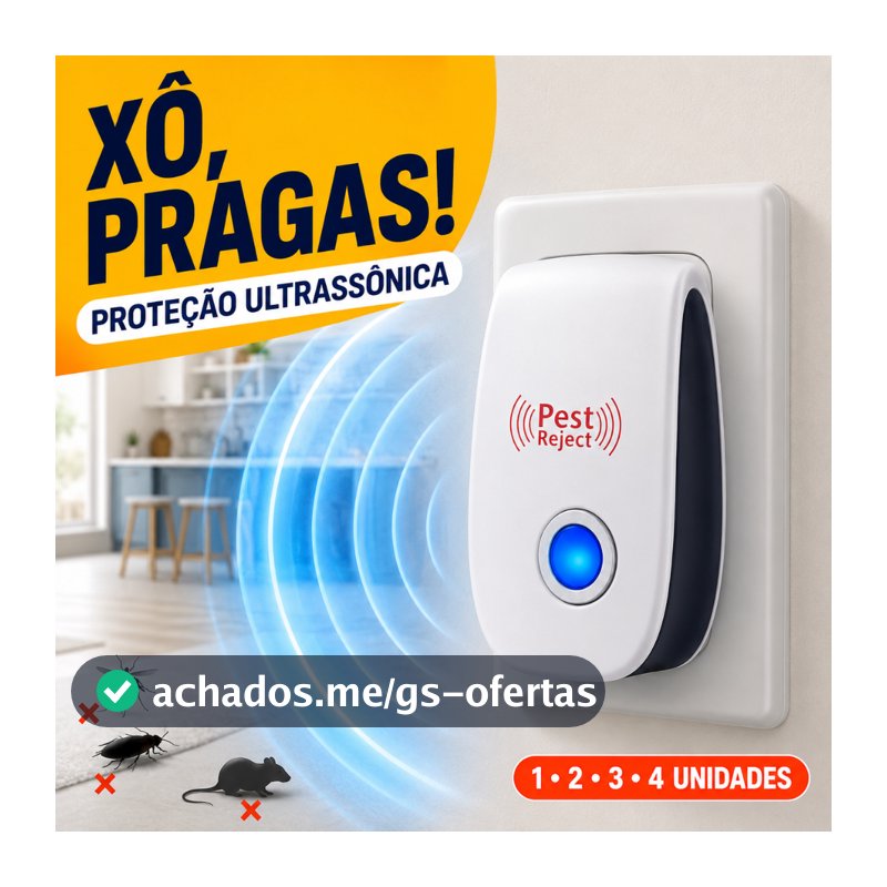 Repelente Eletrônico Ultrassônico de Tomada – Opções de 1, 2, 3 ou 4 Unidades