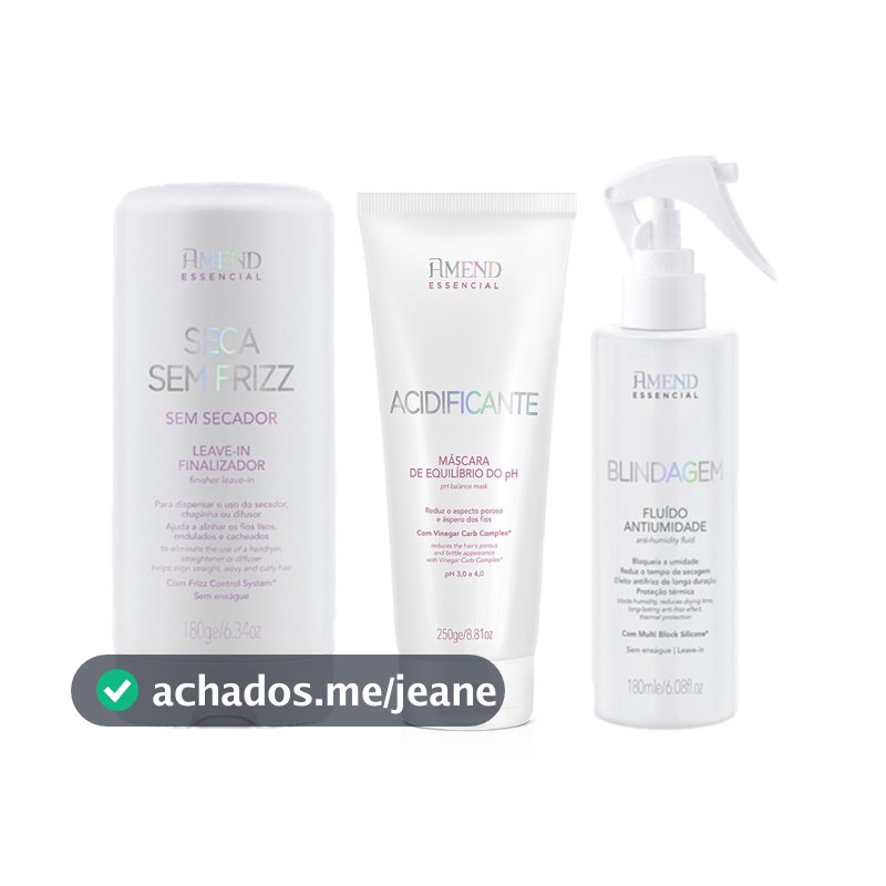 Amend KIT Seca Sem Frizz Leave-in 180g + Acidificante Máscara 250g + Blindagem Antiumidade 180ml