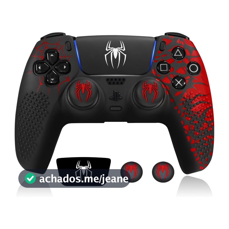 Pele Antiderrapante Do Controlador PS5 , Acessórios Capa De Silicone Com Lacunas Aperto Polegar-Spider