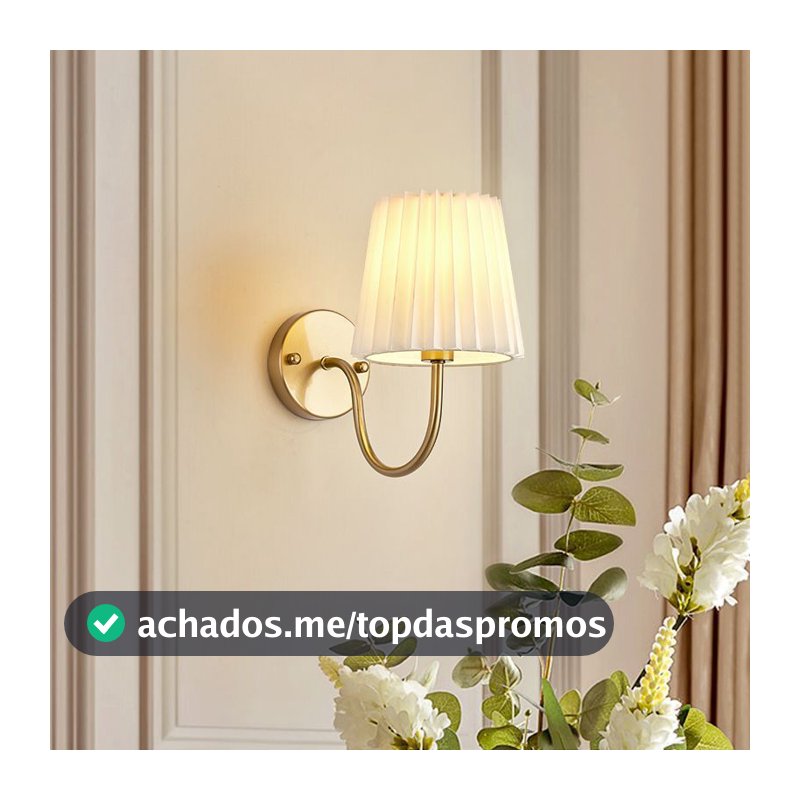Lampu Dinding Abajur Retrô De Tecido Luminária De Parede Dobras Arandela Interna Sala Arte Em Ferro LED Quarto