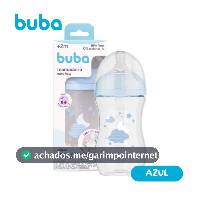 Mamadeira Buba Infantil 270ml Easy Flow Anticólica +2m