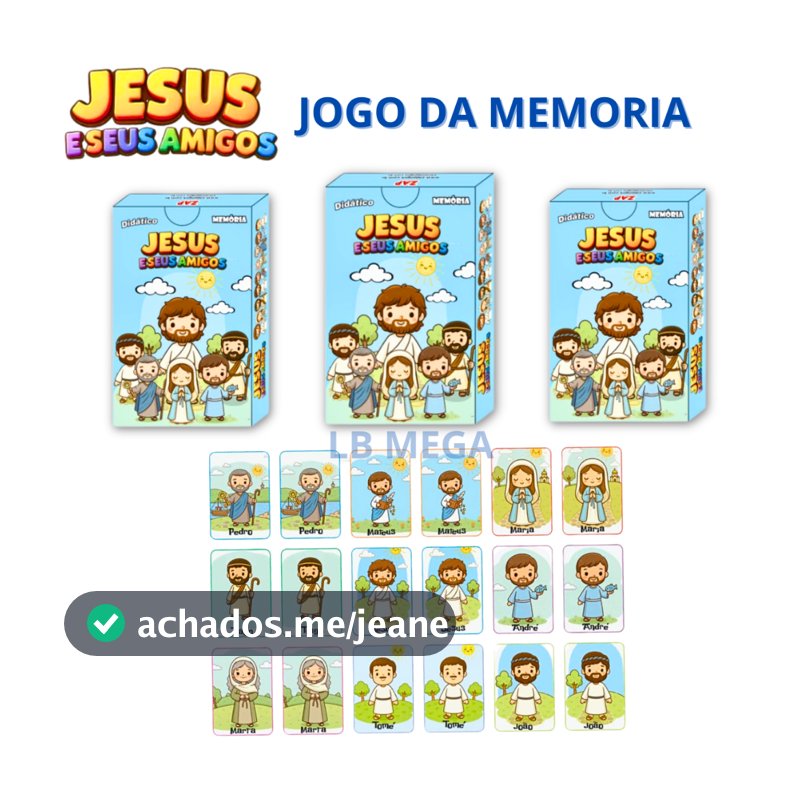 Kit com 3 até 30 Caixinhas Jogo da Memória JESUS E SEUS AMIGOS Brinquedo Educativo Crianças Bíblico   Festas
