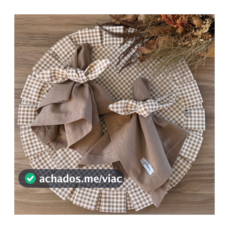 Kit Completo 2, 4, 6, 8 Jogos Americanos quadriculado bege Mesa Posta com Guardanapos e Porta Guardanapos, Supla