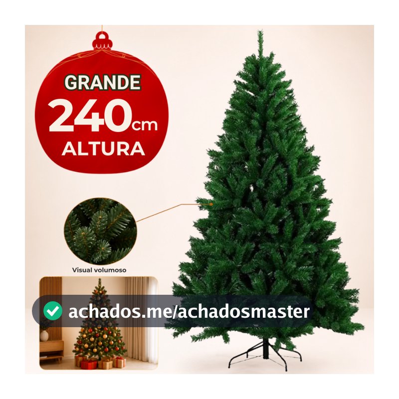 Árvore Natal Verde 2,4m 1121 Galhos Pinheirinho Luxo Tradicional Cheia Premium