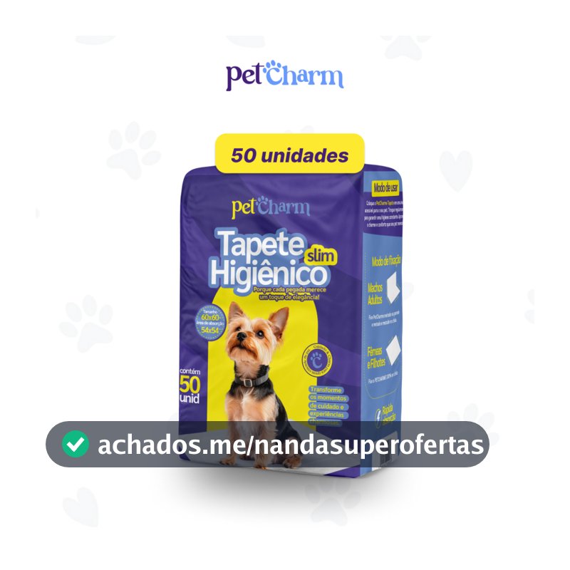 50 unid - Tapete Higiênico PetCharm Slim -Tamanho 50cm x 60cm Para Cachorros
